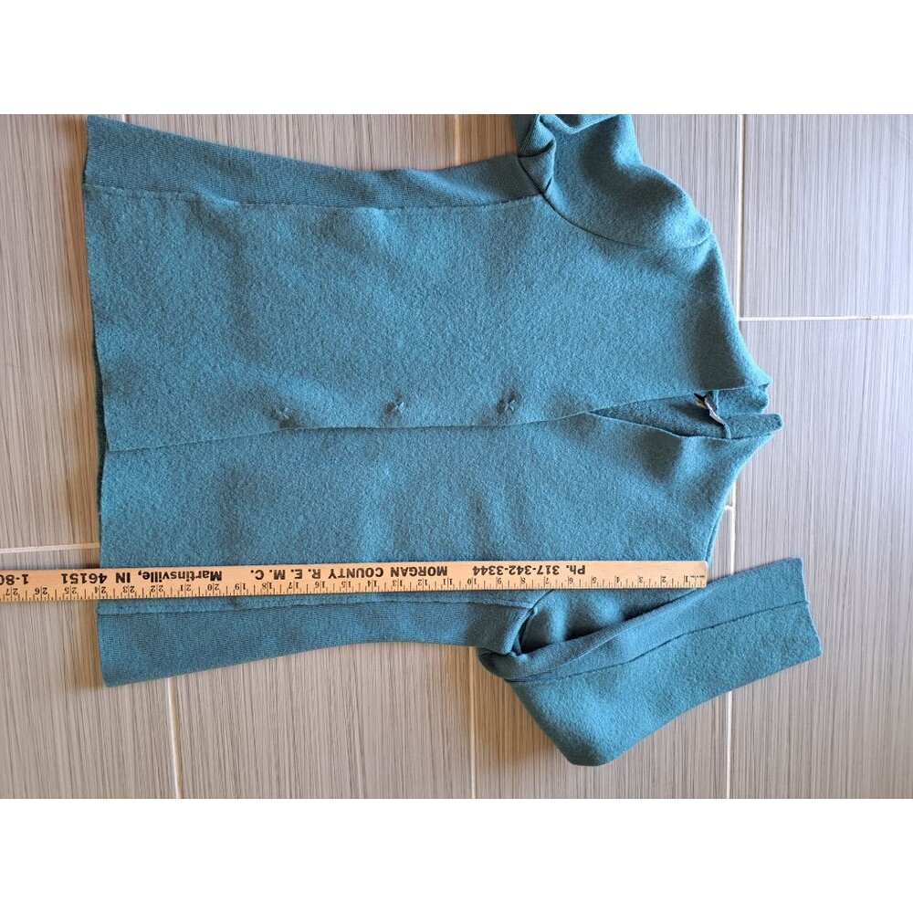 Eileen Fisher Boiled Wool Jacket Snap Closure Womens PM Teal Blue - Picture 10 of 11